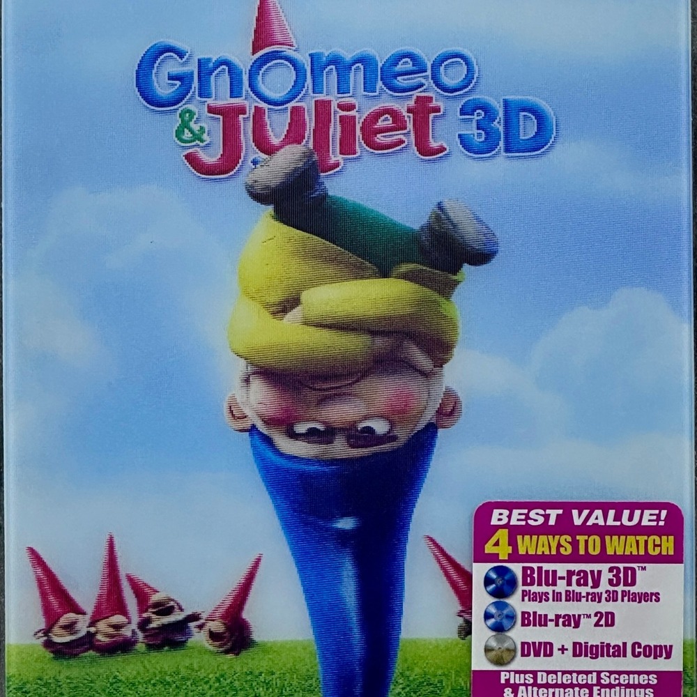 Gnomeo & Juliet 3D Blu-ray DVD Combo Pack Elton John Music Slipcover G Movie